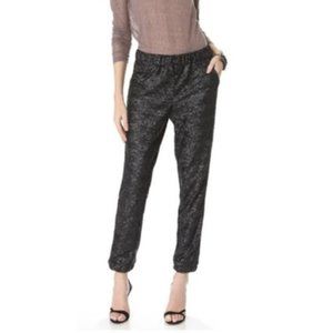 Free People Black Sequin Jogger Pants Extra Small